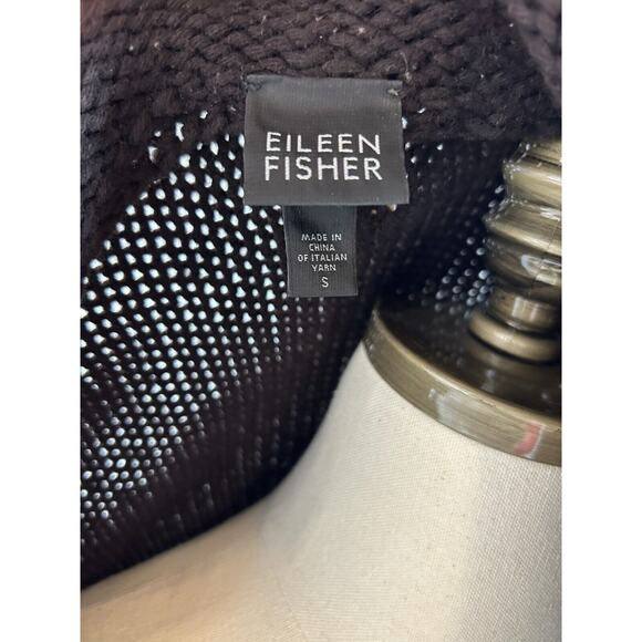 Eileen Fisher 3 button Sweater Brown 100 %Wool long cardigan chunky knit size Sm - Picture 8 of 8